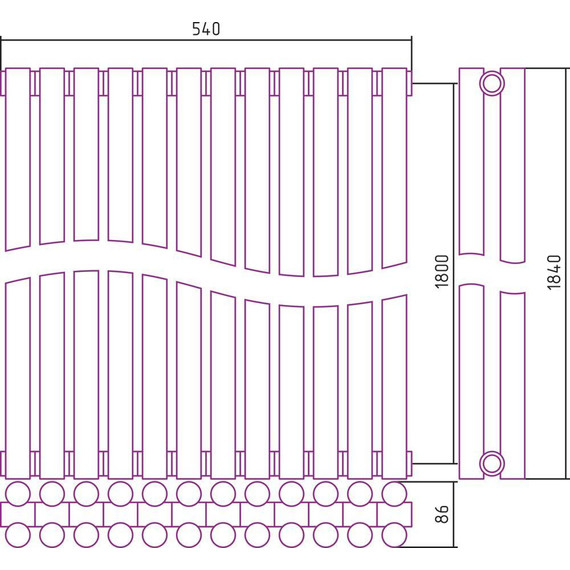Радиатор Сунержа Эстет-11 540х1800 мм (12 секций) 00-0302-1812 универсальное подключение - фото 5