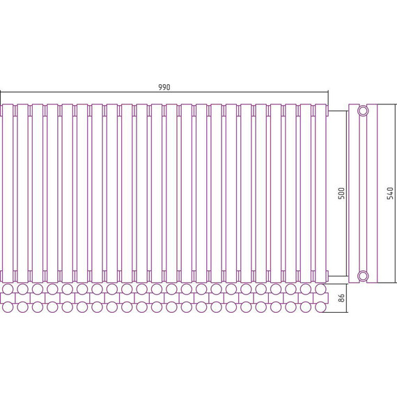 Радиатор Сунержа Эстет-11 990х500 мм (22 секции) 00-0302-5022 универсальное подключение - фото 5