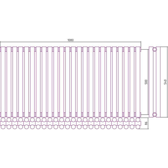 Радиатор Сунержа Эстет-11 1080х500 мм (24 секции) 00-0302-5024 универсальное подключение - фото 5