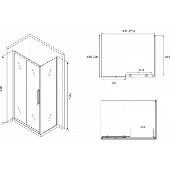 Душевое ограждение Abber Schwarzer Diamant 120х70 см AG30120BH-S70B, черный/прозрачное - фото 5