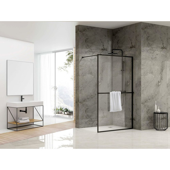 Душевая перегородка Abber Immer Offen 90 см AG60090B, черный/прозрачное - фото 3