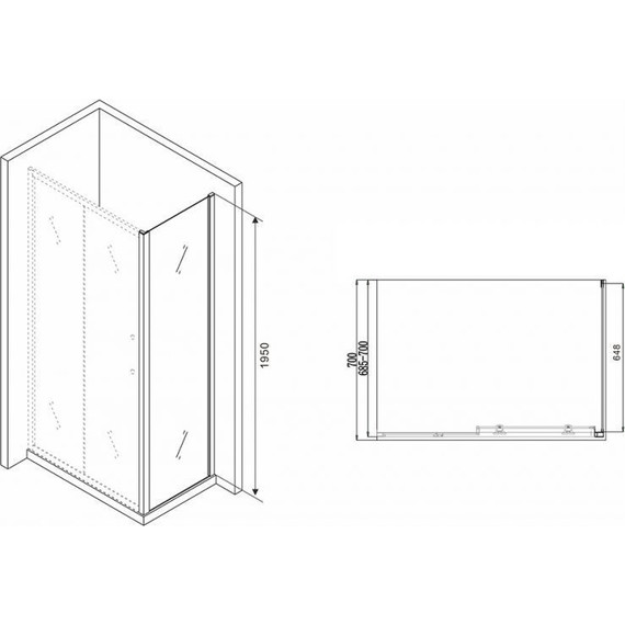 Боковая стенка Abber Schwarzer Diamant 70 см S70B, черный/прозрачное - фото 3