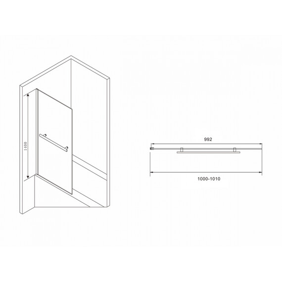 Шторка для ванны Abber Immer Offen 100 см AG70100B, черный/прозрачное - фото 