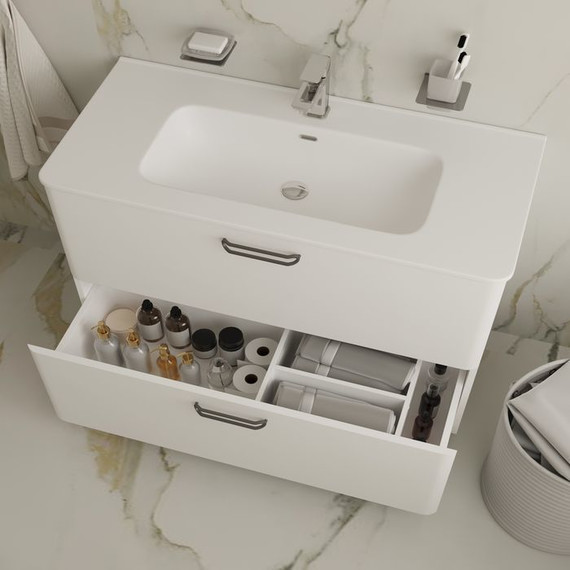 Тумба напольная с раковиной Iddis Brick 100 см BRI10WFi95K, белый глянец - фото 4