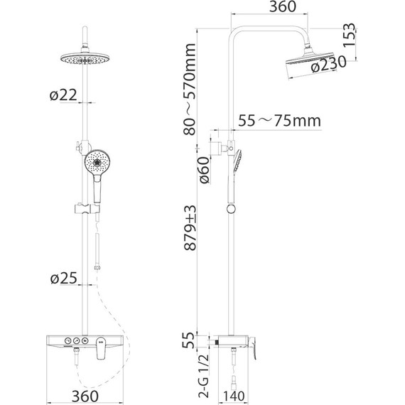Душевая стойка Iddis Shelfy SHESB3Bi06 - фото 7