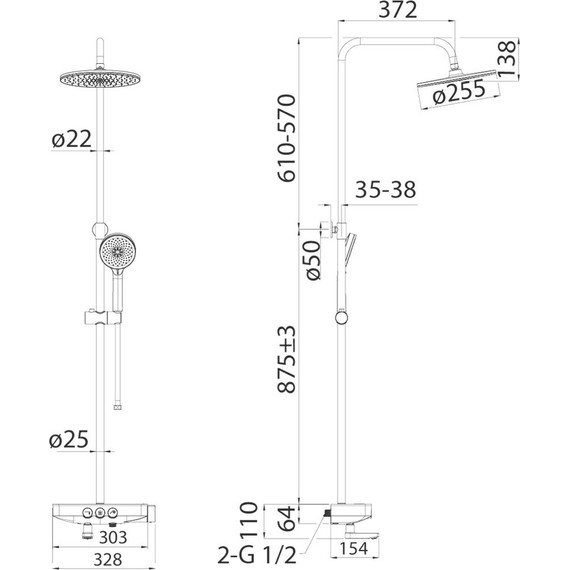 Душевая стойка Iddis Shelfy SHESBBTi06 - фото 8