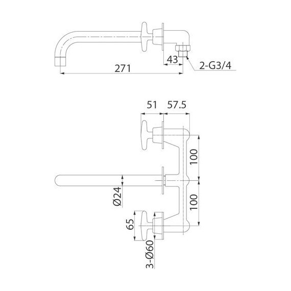 Смеситель для раковины настенный Iddis Acros ACRSB00i65 - фото 3