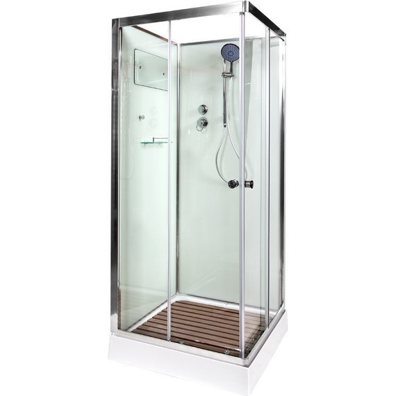 Душевая кабина Deto K408 80x80 см, хром/прозрачное (безсиликоновая сборка) - фото 