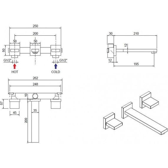 Смеситель для раковины настенный Cezares UNIKA-BLI3-02, бронза, Цвет производителя: бронза - фото 7