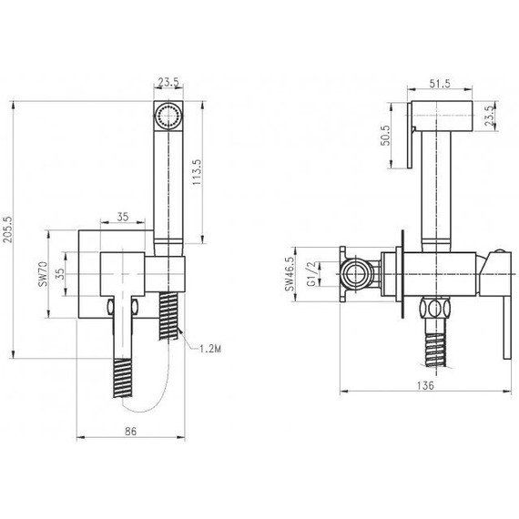 Набор для гигиенического душа Cezares CZR-SET-DA2-ID3-FMM120-01 - фото, картинка 2 Набор для гигиенического душа Cezares CZR-SET-DA2-ID3-FMM120-01 - фото 2