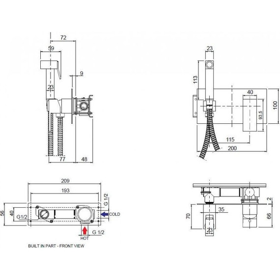 Набор для гигиенического душа Cezares UNIKA-DIF-NOP, черный матовый, Цвет производителя: чёрный матовый - фото 7