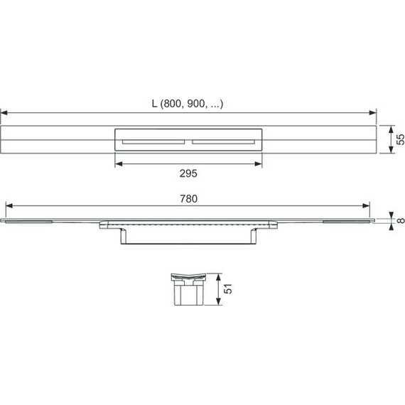 Трап TECEdrainprofile 80 см 670821, нержавеющая сталь, сатин/черный, Цвет производителя: сатин, чёрный, Размер трапа: 800 - фото 2