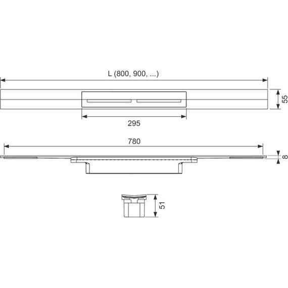 Трап TECEdrainprofile 160 см 671600, нержавеющая сталь, сатин - фото 11