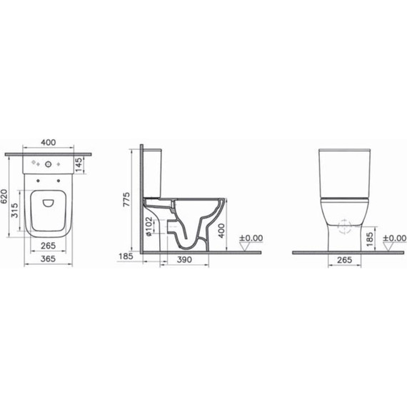 Унитаз-компакт безободковый VitrA Integra Square Open-Back 9833B003-7205 с тонкой крышкой микролифт - фото 2