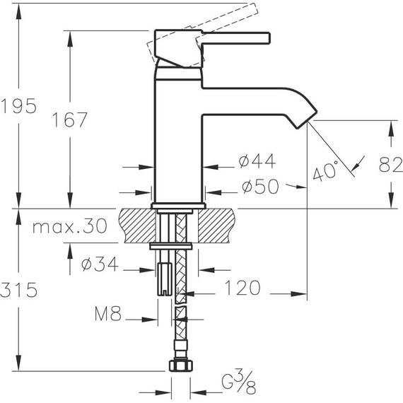 Смеситель для раковины Vitra Minimax S A41984EXP - фото 7