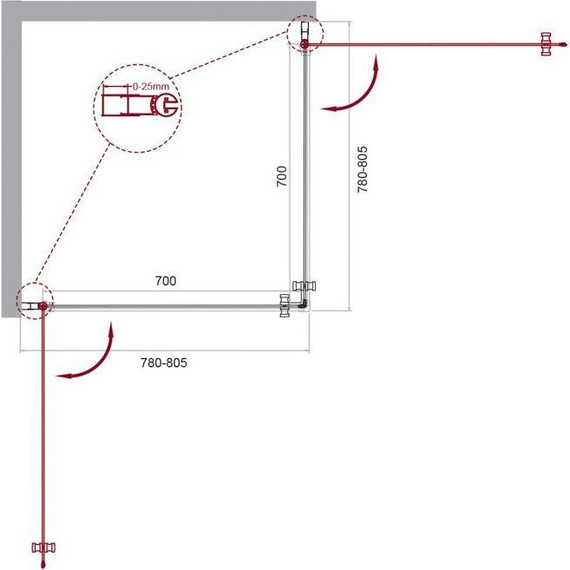 Душевое ограждение BelBagno 80х80 см ETNA-A-2-80-C-Cr, хром/прозрачное - фото 2