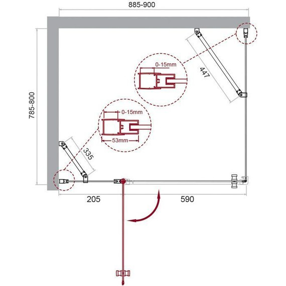 Душевое ограждение BelBagno 90х80 см ETNA-AH-12-90/80-C-Cr, хром/прозрачное - фото 2
