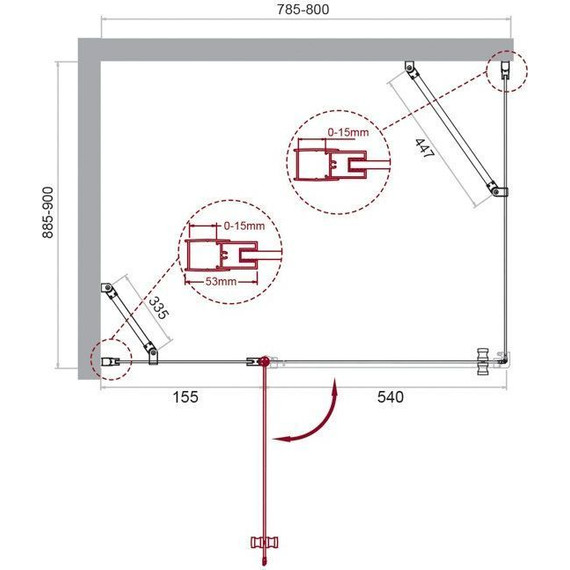 Душевое ограждение BelBagno 80х90 см ETNA-AH-12-80/90-C-Cr, хром/прозрачное - фото 2
