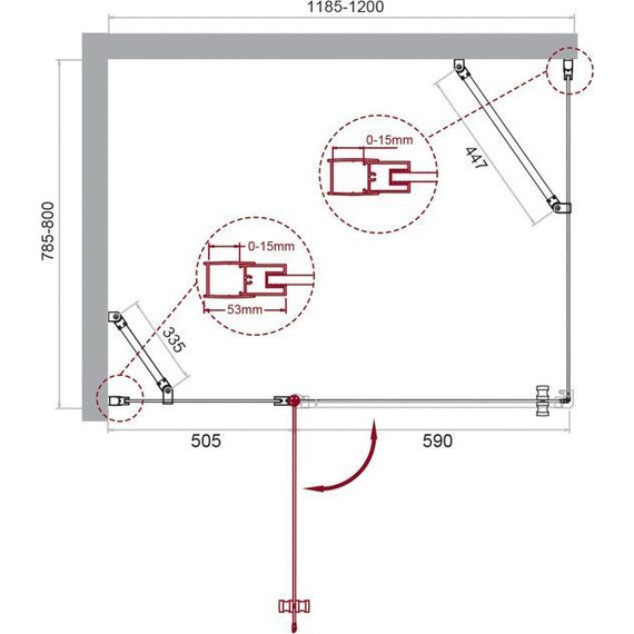 Душевое ограждение BelBagno 120х80 см ETNA-AH-12-120/80-C-Cr, хром/прозрачное - фото 2