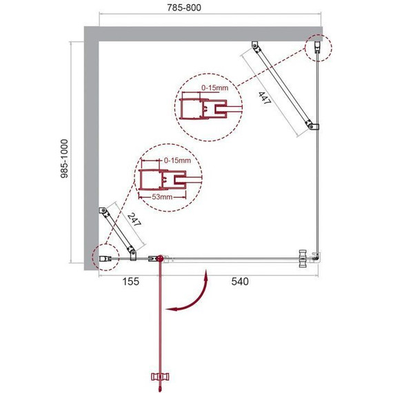 Душевое ограждение BelBagno 80х100 см ETNA-AH-12-80/100-C-Cr, хром/прозрачное - фото 2