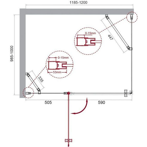 Душевое ограждение BelBagno 120х100 см ETNA-AH-12-120/100-C-Cr, хром/прозрачное - фото 2