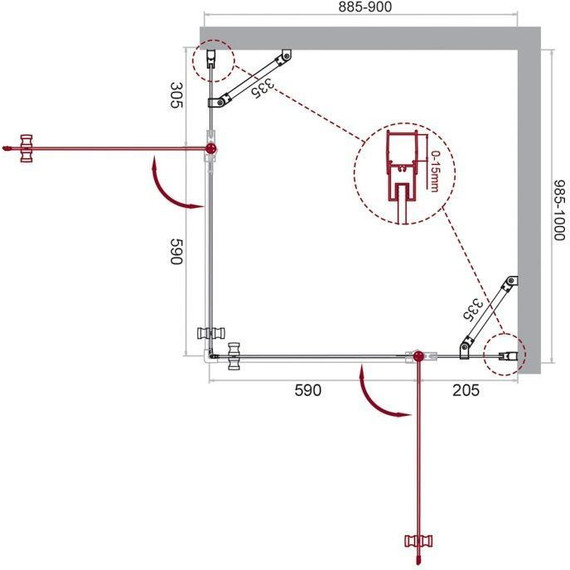 Душевое ограждение BelBagno 90х100 см ETNA-AH-22-90/100-C-Cr, хром/прозрачное - фото 2