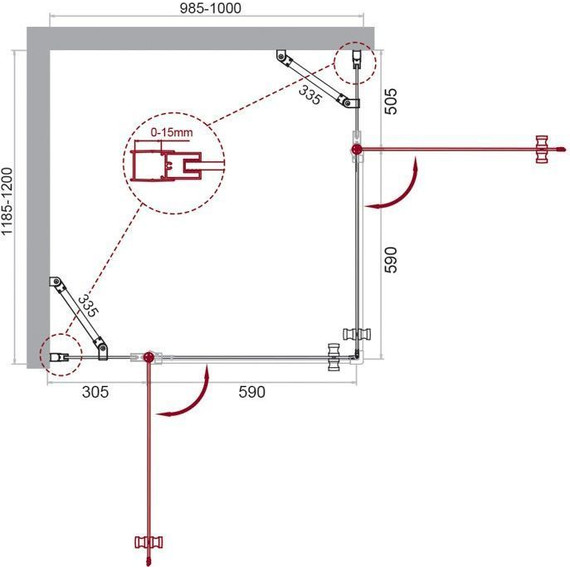 Душевое ограждение BelBagno 100х120 см ETNA-AH-22-100/120-C-Cr, хром/прозрачное - фото 2