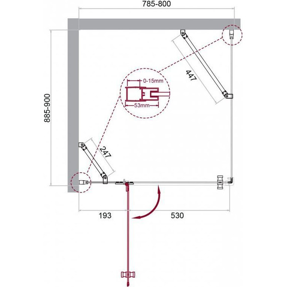 Душевое ограждение BelBagno 80х90 см KRAFT-AH-12-80/90-C-Cr-L, хром/прозрачное - фото 7