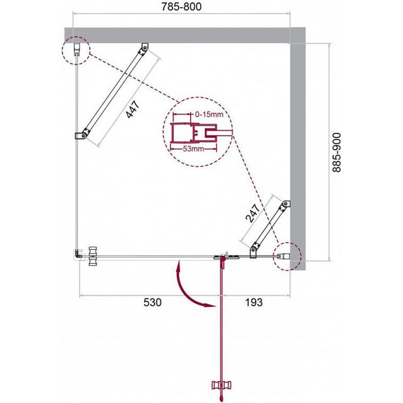 Душевое ограждение BelBagno 80х90 см KRAFT-AH-12-80/90-C-Cr-R, хром/прозрачное - фото 7