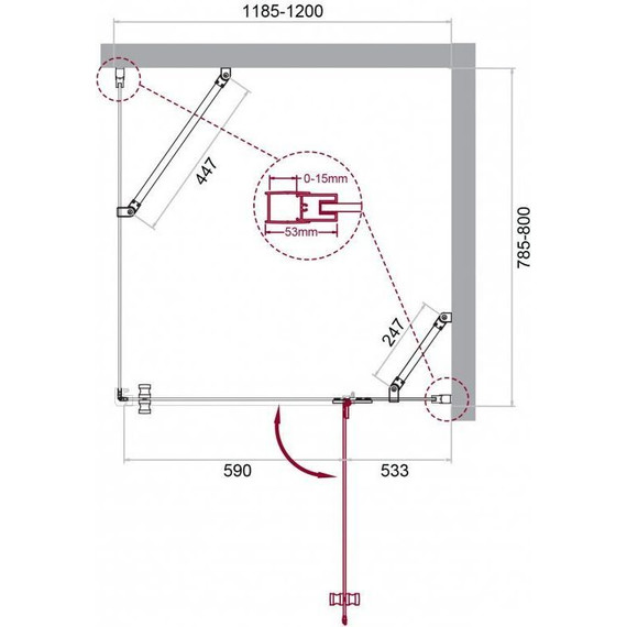 Душевое ограждение BelBagno 120х80 см KRAFT-AH-12-120/80-C-Cr-R, хром/прозрачное - фото 7