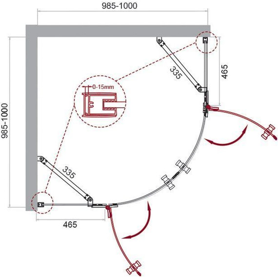 Душевое ограждение BelBagno 100х100 см KRAFT-R-2-100-C-Cr, хром/прозрачное - фото 2