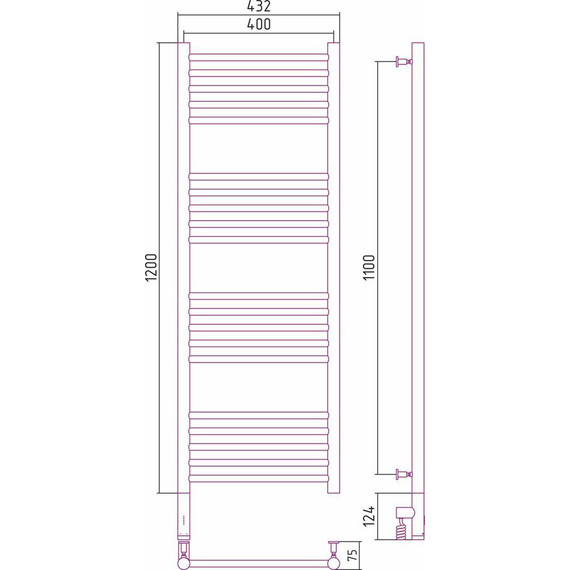 Полотенцесушитель электрический Сунержа Богема 3.0 П20 1200x400 мм (прямая перемычка) 03-5804-1240 L, золото - фото, картинка 5 Полотенцесушитель электрический Сунержа Богема 3.0 П20 1200x400 мм (прямая перемычка) 03-5804-1240 L, золото - фото 5