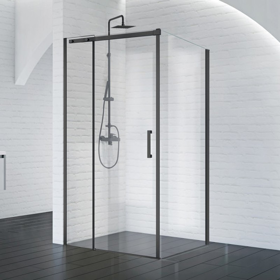 Душевое ограждение BelBagno 120x90 см ACQUA-AH-1-120/90-C-NERO (стекло 8 мм) черный/прозрачное - фото 