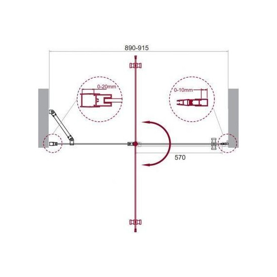 Душевая дверь BelBagno 90 см ETNA-B-12-60/30-C-Cr-90, хром/прозрачное - фото 8