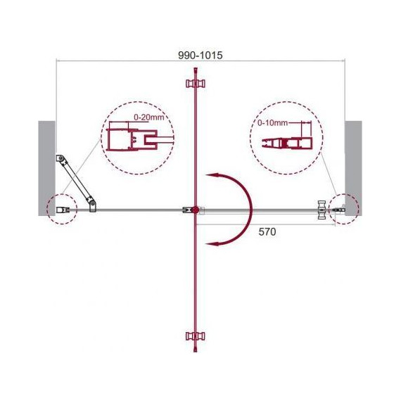 Душевая дверь BelBagno 100 см ETNA-B-12-60/40-C-Cr-90, хром/прозрачное - фото 8