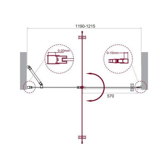 Душевая дверь BelBagno 120 см ETNA-B-12-60/60-C-Cr-90, хром/прозрачное - фото 8