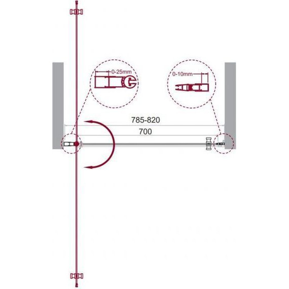 Душевая дверь BelBagno 80 см ETNA-B-1-80-C-Cr-90, хром/прозрачное - фото 8