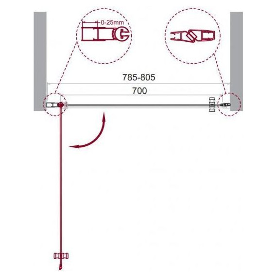 Душевая дверь BelBagno 80 см ETNA-B-1-80-C-Cr, хром/прозрачное - фото 9