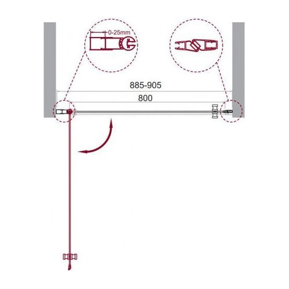 Душевая дверь BelBagno 90 см ETNA-B-1-90-C-Cr, хром/прозрачное - фото 9