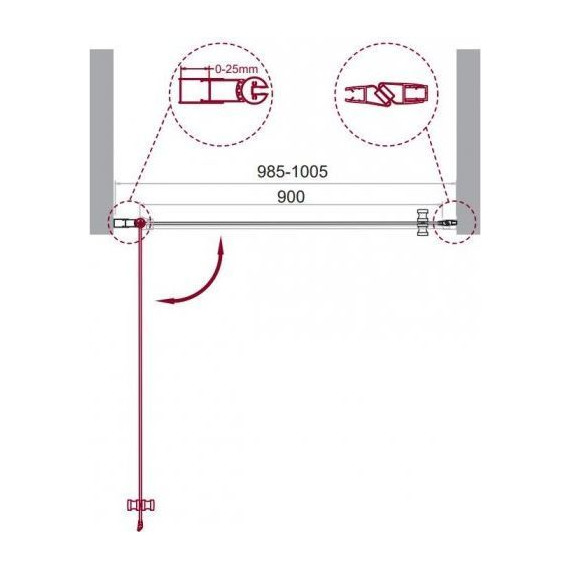 Душевая дверь BelBagno 100 см ETNA-B-1-100-C-Cr, хром/прозрачное - фото 9