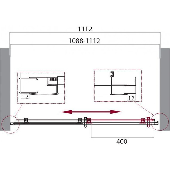 Душевая дверь BelBagno 110 см UNO-195-BF-1-110-P-Cr, хром/матовое - фото 7