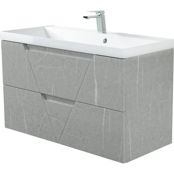 Тумба подвесная с раковиной BelBagno VITTORIA-1000-2C-SO-TB-P 100 см, Toros Bianco - фото 