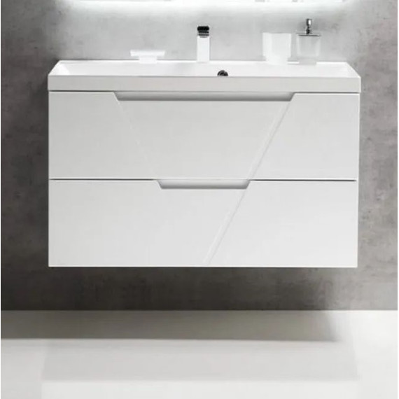 Тумба подвесная с раковиной BelBagno VITTORIA-900-2C-SO-BO-P 90 см, Bianco Opaco - фото 