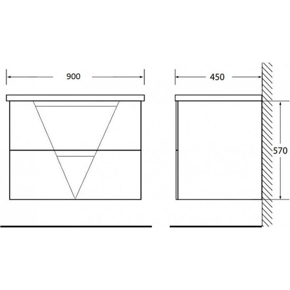 Тумба подвесная с раковиной BelBagno VITTORIA-900-2C-SO-PINO-P 90 см, Pino - фото 3