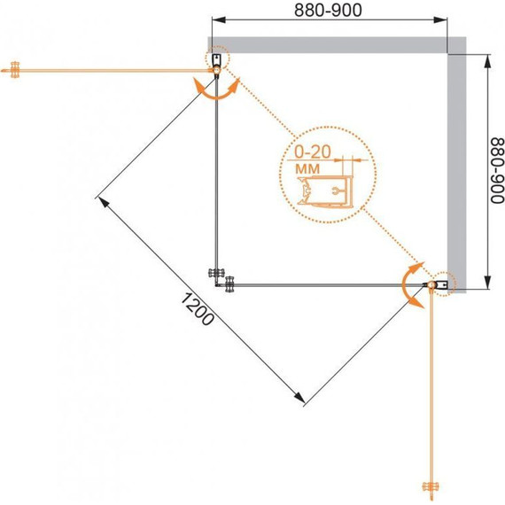 Душевое ограждение Cezares 90х90 см ELENA-W-A-2-90-P-Cr, хром/матовое - фото 4