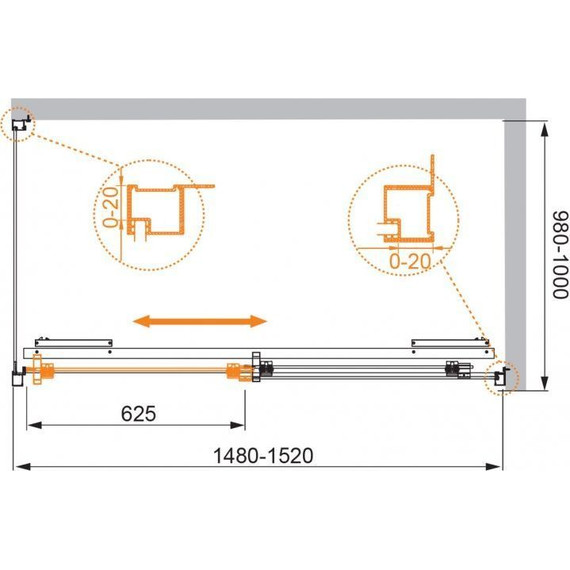 Душевое ограждение Cezares 150х100 см LUX-SOFT-W-AH-1-150/100-C-Cr-IV, хром/прозрачное - фото 6