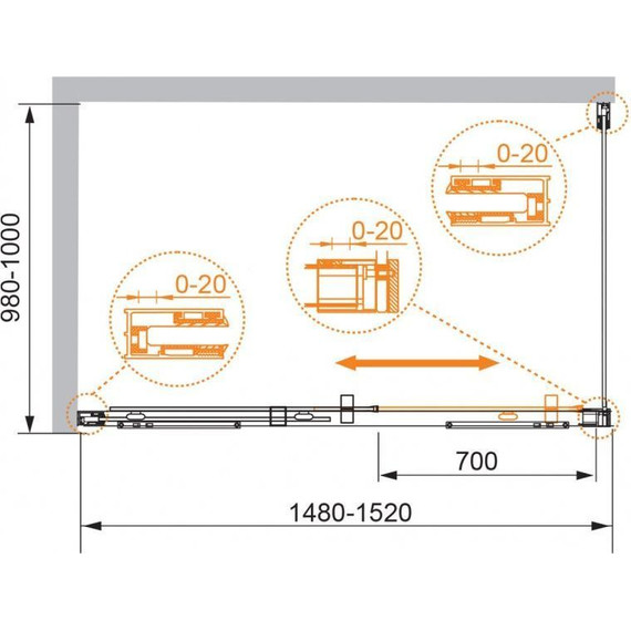 Душевое ограждение Cezares 150х100 см PREMIER-SOFT-W-AH-1-150/100-C-Cr-IV, хром/прозрачное - фото 5