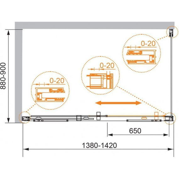 Душевое ограждение Cezares 140х90 см PREMIER-SOFT-W-AH-1-140/90-C-Cr-IV, хром/прозрачное - фото 5