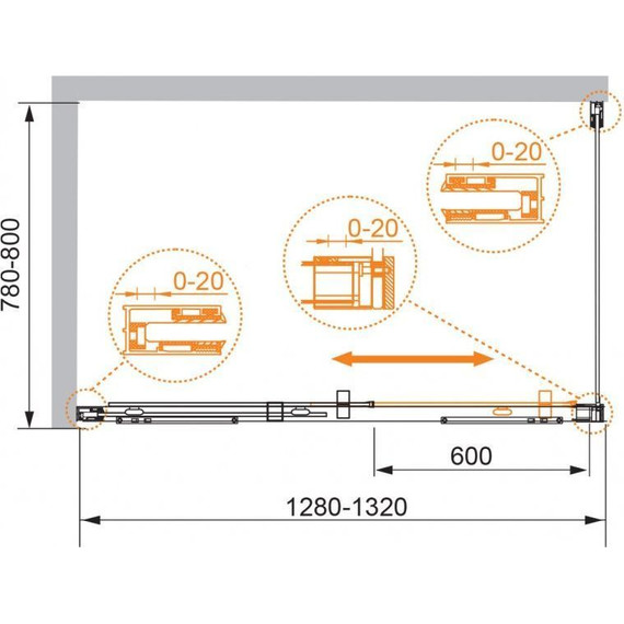 Душевое ограждение Cezares 130х80 см PREMIER-SOFT-W-AH-1-130/80-C-Cr-IV, хром/прозрачное - фото 5