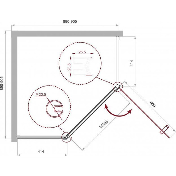 Душевое ограждение BelBagno 90x90 см UNO-195-P-1-90-C-Cr, хром/прозрачное - фото 2